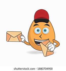 The Egg mascot character becomes a mail deliverer. vector illustration