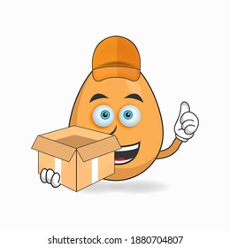 The Egg mascot character is a delivery person. vector illustration