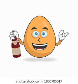 Egg mascot character holding a bottle. vector illustration