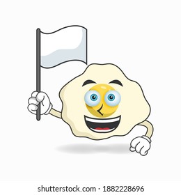 Egg mascot character holding a white flag. vector illustration