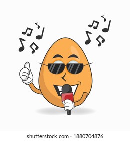 The Egg mascot character is singing. vector illustration