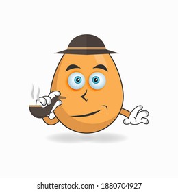 Egg mascot character smoking. vector illustration