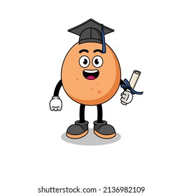 egg mascot with graduation pose , character design