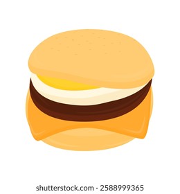 Egg McMuffin Sandwich Illustration for Food Menu, Cafe Branding, Stickers, and Digital Art Projects