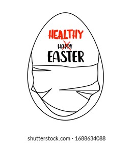 egg in a medical mask. Easter concept. Easter poster.