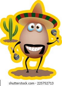 Egg mexican dancing yellow background 