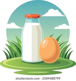 Egg and milk bottle illustration eps format