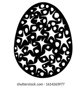 Egg. Monochrome object isolated on white background. Vector. Flat design. Easter. Religion Tradition. Holiday. Liner graphic design. Hand drawn 