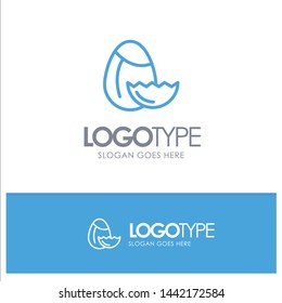 Egg, Nature, Easter Blue Outline Logo Place for Tagline