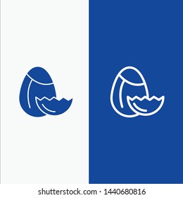 Egg, Nature, Easter Line and Glyph Solid icon Blue banner Line and Glyph Solid icon Blue banner