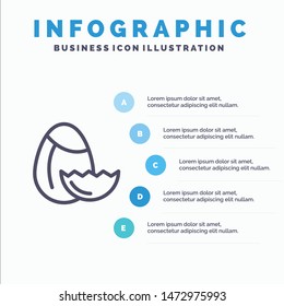 Egg, Nature, Easter Line icon with 5 steps presentation infographics Background