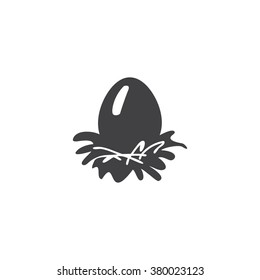 Egg In A Nest. Easter. Christian Symbol. Easter Template. Easter Template. Food.  Symbol, Icon, Isolated Pattern Stationery.