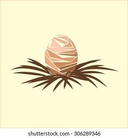 An egg in a nest with the polygon style.