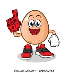 egg number one fan mascot vector cartoon illustration