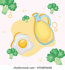 egg olive oil and broccoli