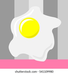 Egg omelette. Vector illustration.Color geometric background.
