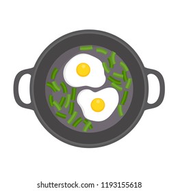Egg on griddle icon. Flat illustration of egg on griddle vector icon for web design