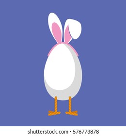 Egg on legs with rabbit ears. Happy easter