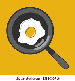 Egg on the pen on the yellow background. Copy space. Vector illustration
