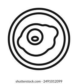 Egg on plate icon Black line art vector logo