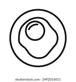 Egg on plate icon linear graphics set vector