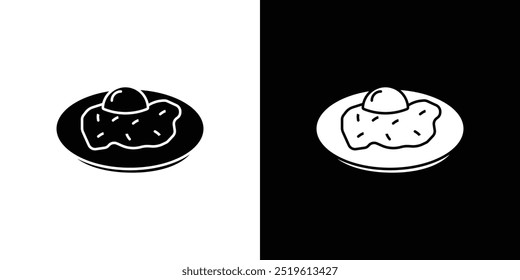 Egg on plate icon linear logo isolated