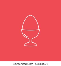 Egg On Stand Line Icon On Red Background