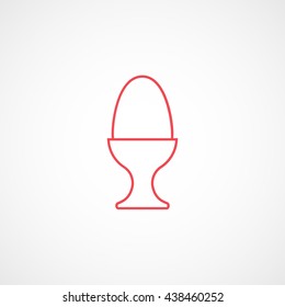 Egg On Stand Red Line Icon On White Background