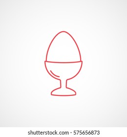 Egg On Stand Red Line Icon On White Background