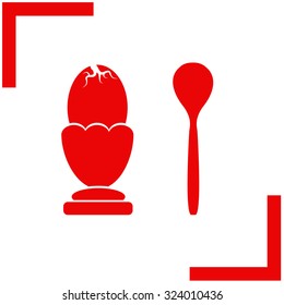 Egg on stand with a spoon. Vector illustration.