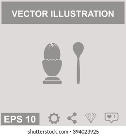 Egg on stand with a spoon. Vector illustration.