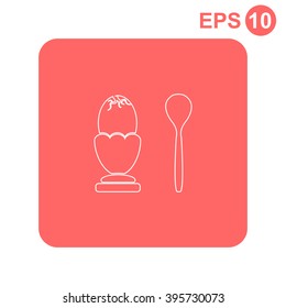 Egg on stand with a spoon. Vector illustration.