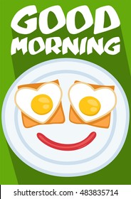egg on toast as a face good morning poster