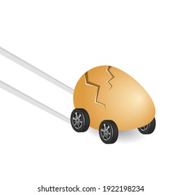 huevo sobre ruedas, ilustración vectorial