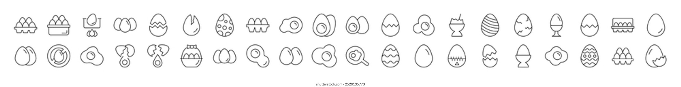 Egg Outline Simple Linear Image Collection. Editable Stroke. Suitable for Web Sites, Books, Cards, Apps 