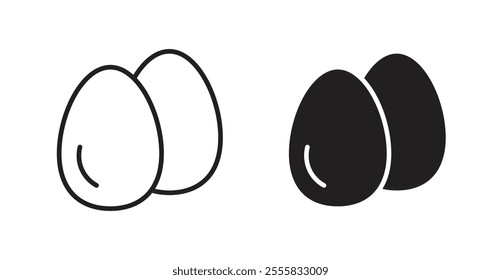 Egg outlined and solid icon vector collection.