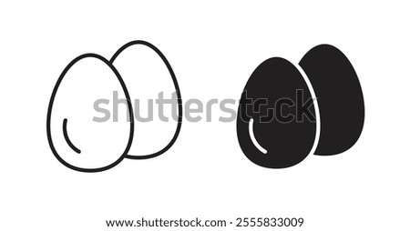 Egg outlined and solid icon vector collection.