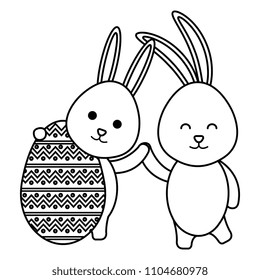 egg paint with couple cute rabbits easter decoration