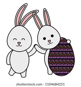 egg paint with couple cute rabbits easter decoration