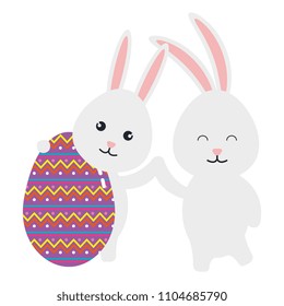 egg paint with couple cute rabbits easter decoration