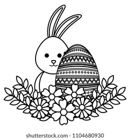 egg paint with cute bunny and flowers easter decoration