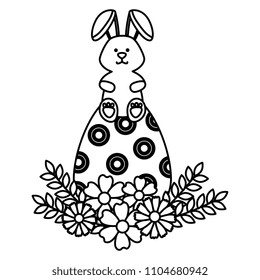 egg paint with cute bunny and flowers easter decoration