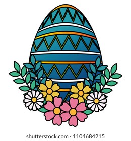 egg paint easter with floral decoration