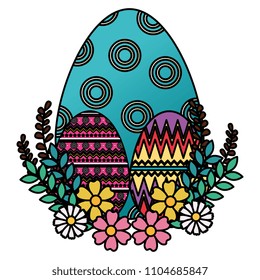 egg paint easter with floral decoration