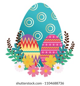 egg paint easter with floral decoration