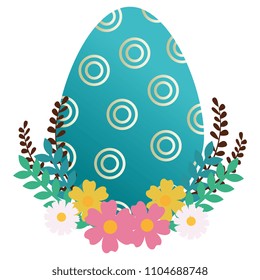 egg paint easter with floral decoration