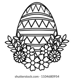 egg paint monochrome easter with floral decoration