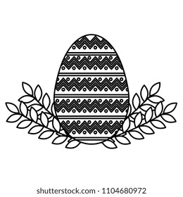 egg paint monochrome easter with floral decoration