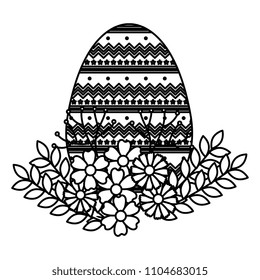 egg paint monochrome easter with floral decoration