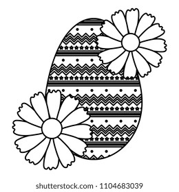 egg paint monochrome easter with floral decoration